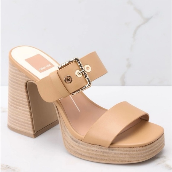Dolce Vita Landry Tan Platform Slide Heel Size 8.5 - Picture 1 of 6